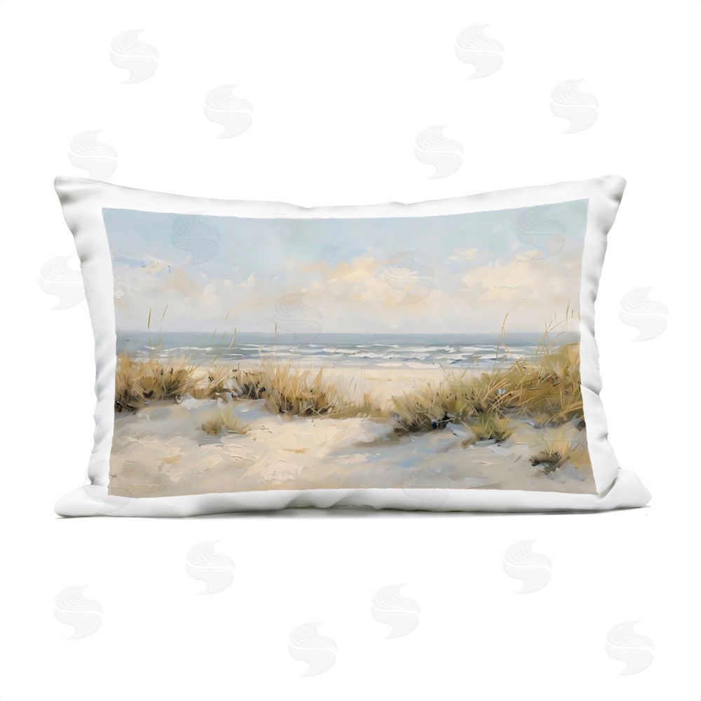 Creative Studio Coastal Birds Over Dunes Outdoor Printed Lumbar Throw Pillow