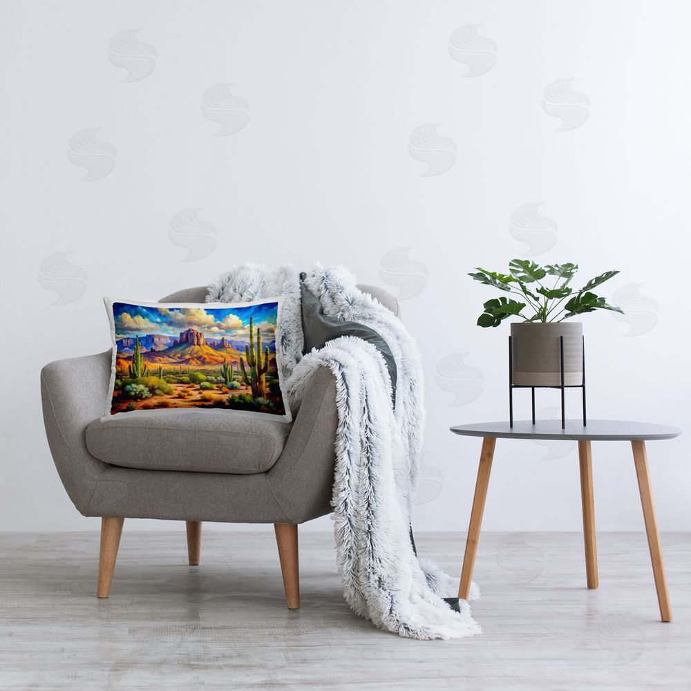 Creative Studio Majestic Saguaro Desert Landscape Printed Lumbar Throw Pillow on Seat