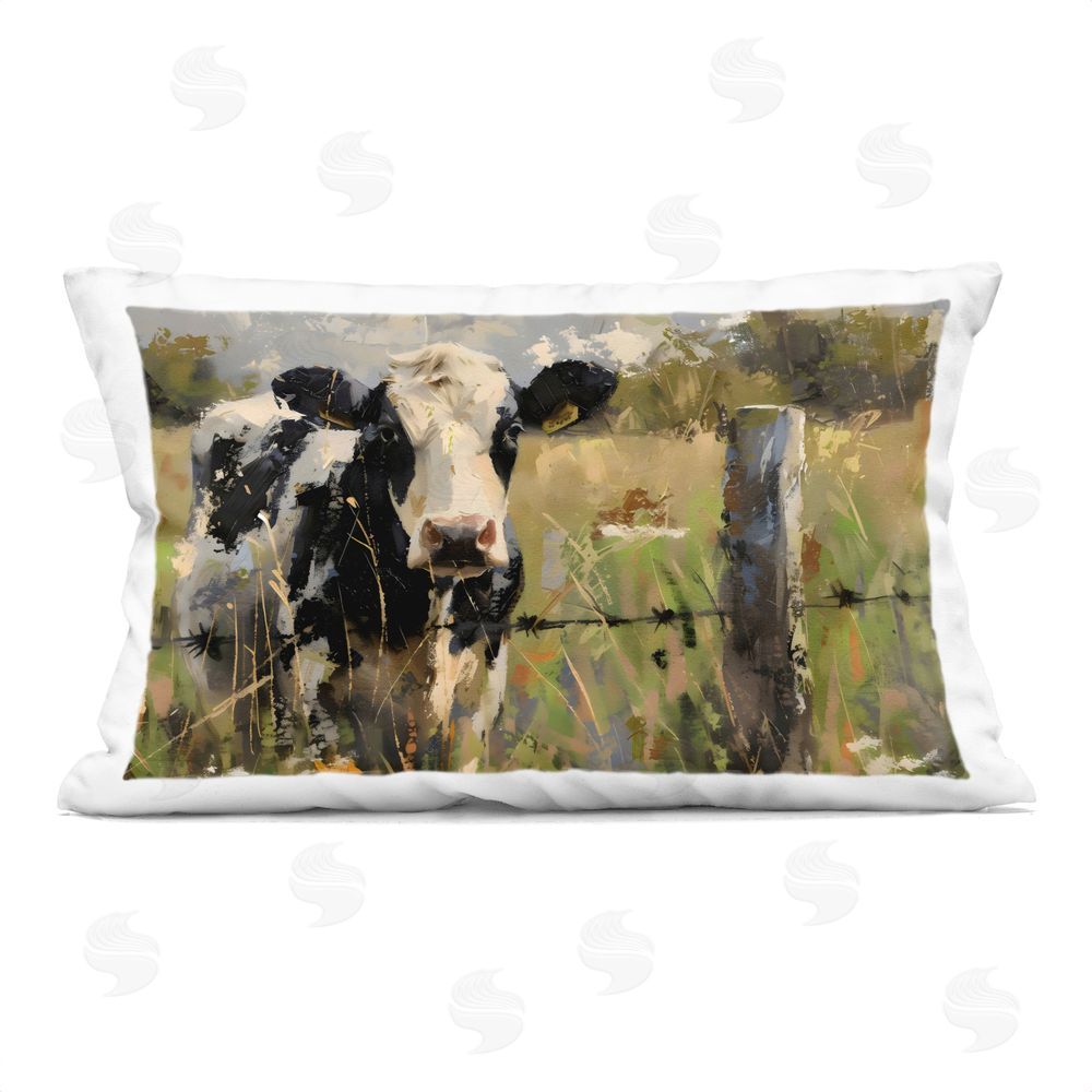 Creative Studio Cow in Summer Pasture Printed Lumbar Throw Pillow