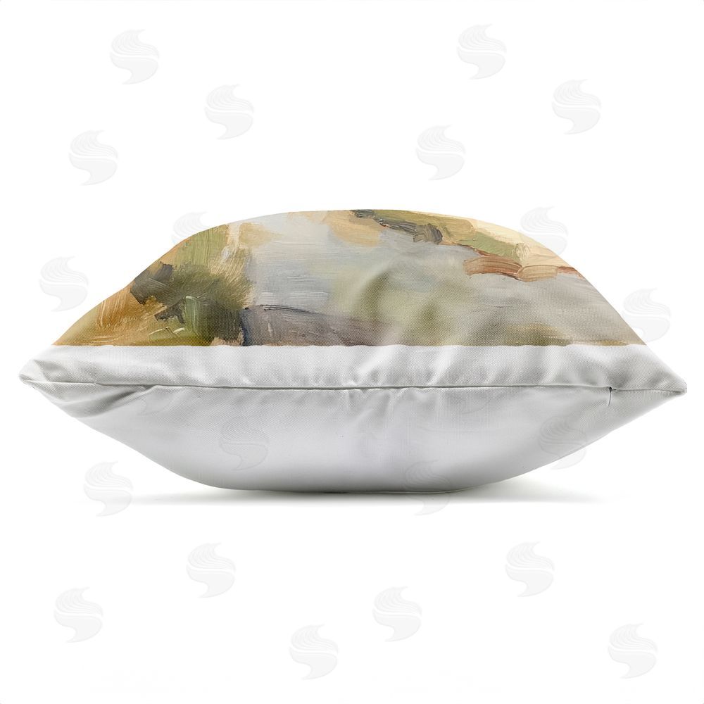 Petal Prints Design Wispy Desert River Outdoor Square Printed Throw Pillow Side View with Zipper Detail