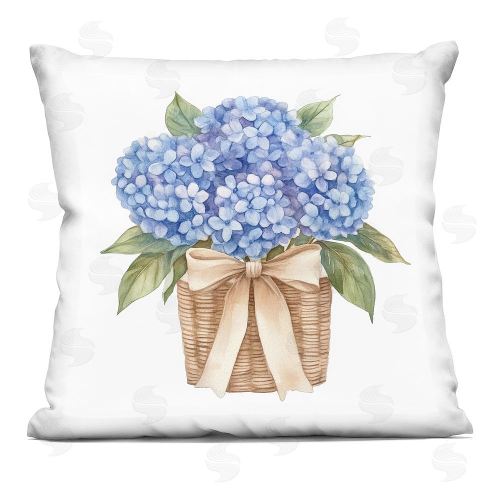 Petal Prints Design Spring Picnic Hydrangeas Square Plush Polyester Throw Pillow