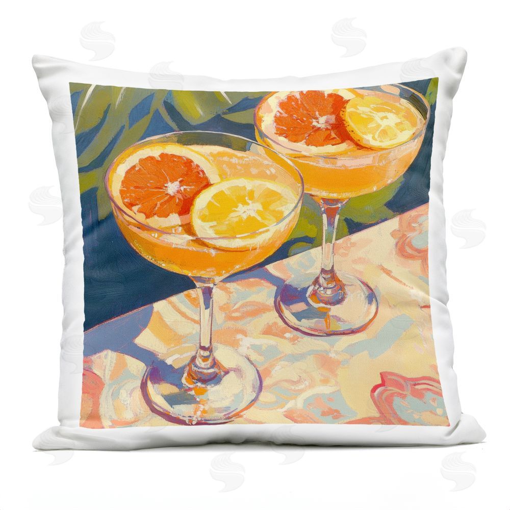 Petal Prints Design Fruity Summer Cocktails Outdoor Square Printed Throw Pillow