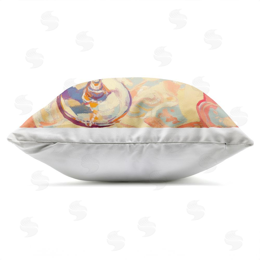 Petal Prints Design Fruity Summer Cocktails Outdoor Square Printed Throw Pillow Side View with Zipper Detail