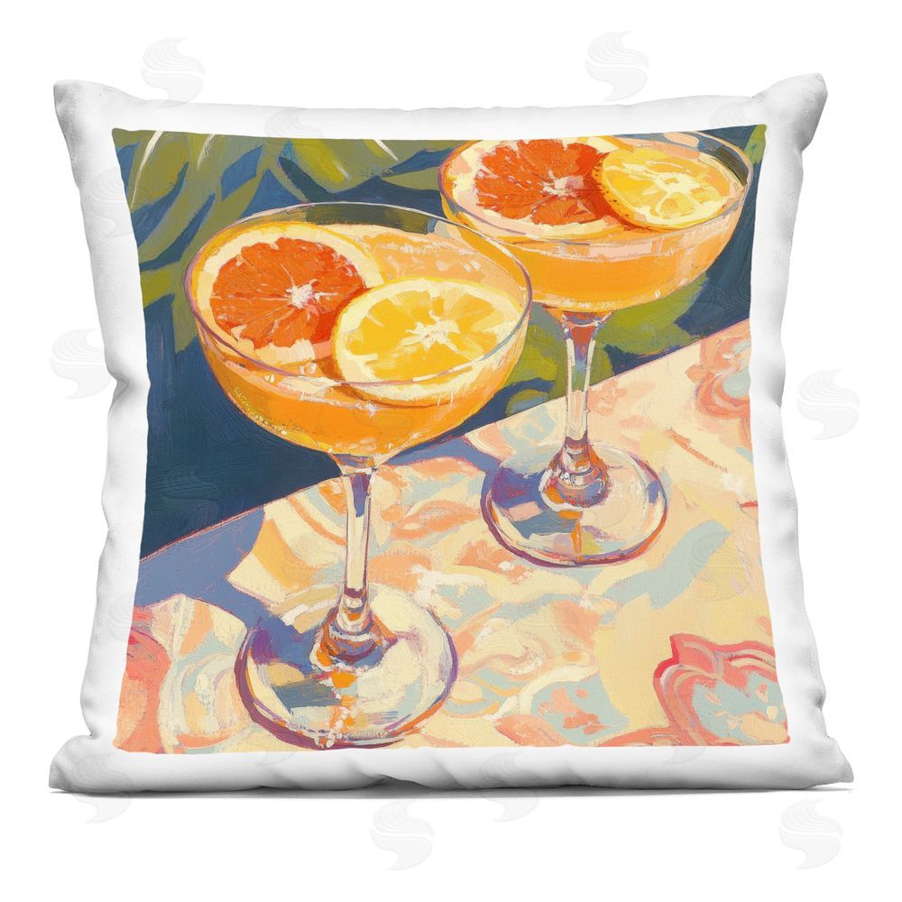 Petal Prints Design Fruity Summer Cocktails Square Printed Throw Pillow