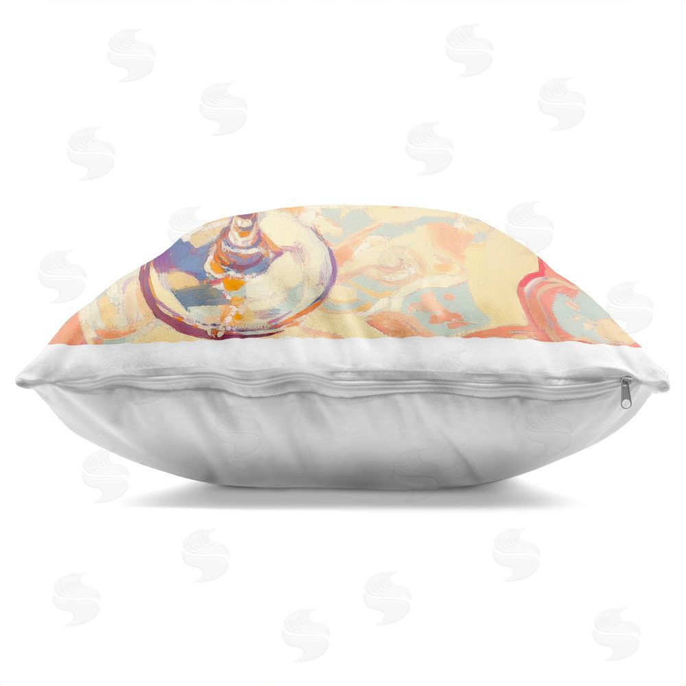 Petal Prints Design Fruity Summer Cocktails Square Printed Throw Pillow Side View with Zipper Detail
