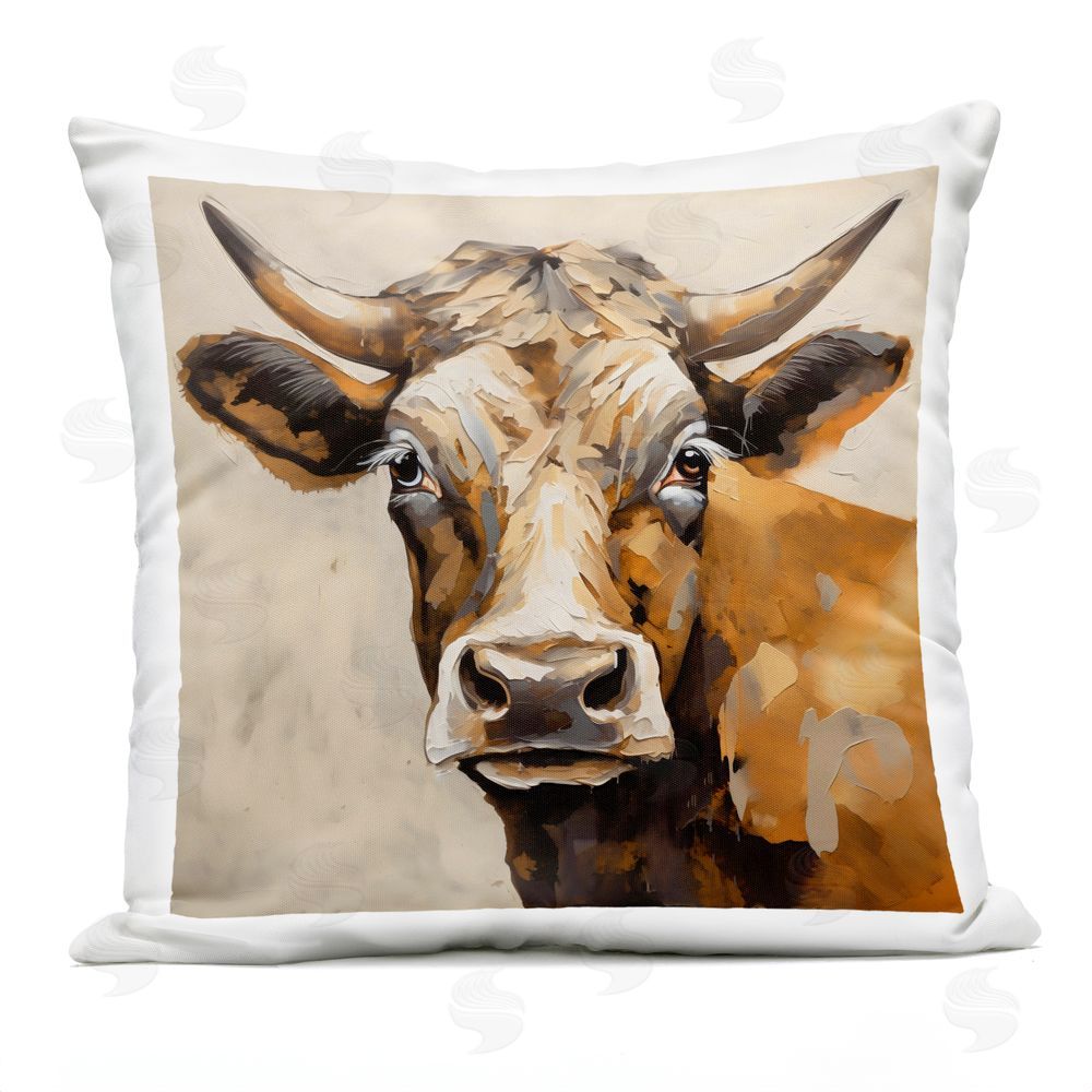 Creative Studio Beautiful Brown Bovine Outdoor Square Printed Throw Pillow