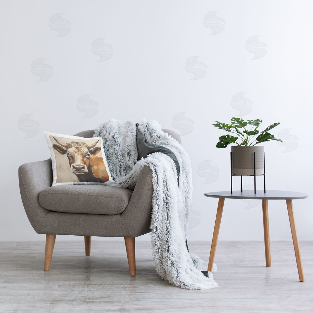 Creative Studio Beautiful Brown Bovine Square Printed Throw Pillow on Seat