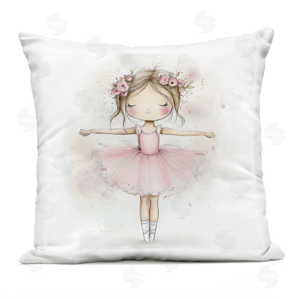 Creative Studio Flower Ballerina in Pink Tutu Outdoor Square Printed Throw Pillow