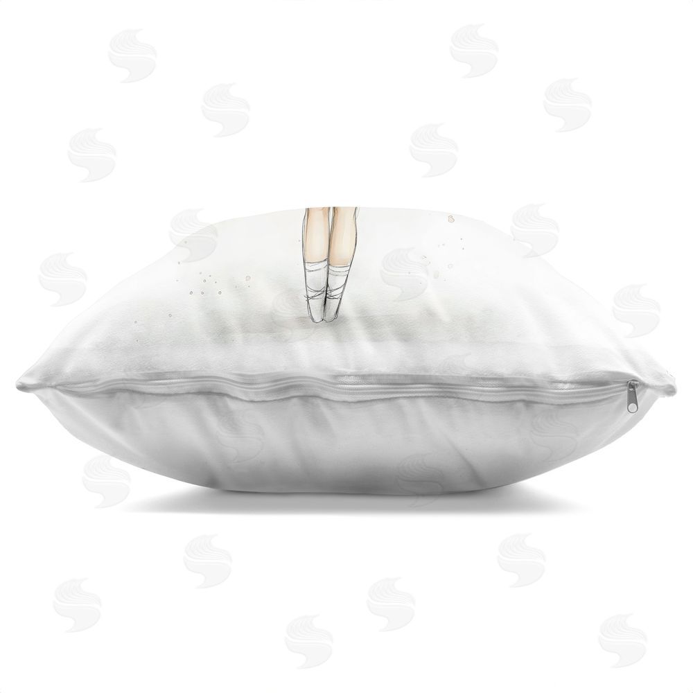 Creative Studio Flower Ballerina in Pink Tutu Square Printed Throw Pillow Side View with Zipper Detail