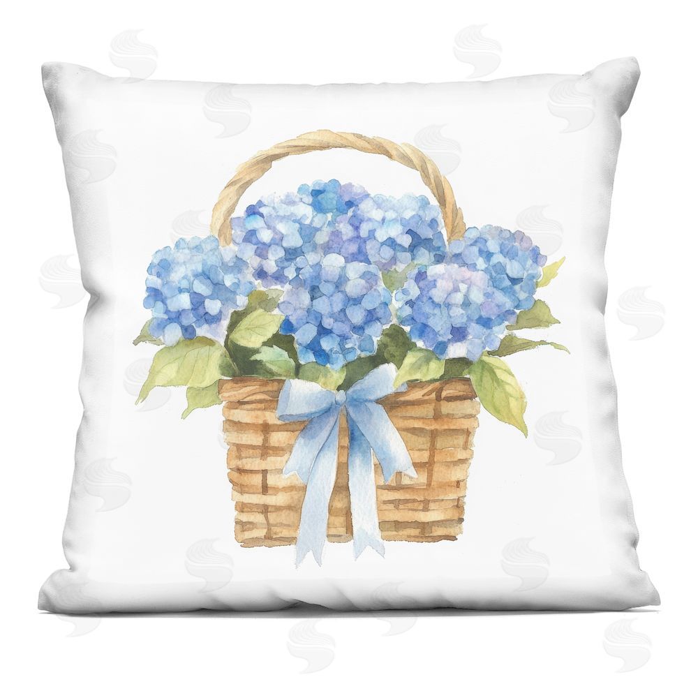 Petal Prints Design Pretty Picnic Hydrangeas Square Plush Polyester Throw Pillow
