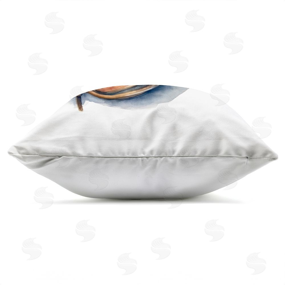 Creative Studio Glove & Ball in Leather Outdoor Square Printed Throw Pillow Side View with Zipper Detail