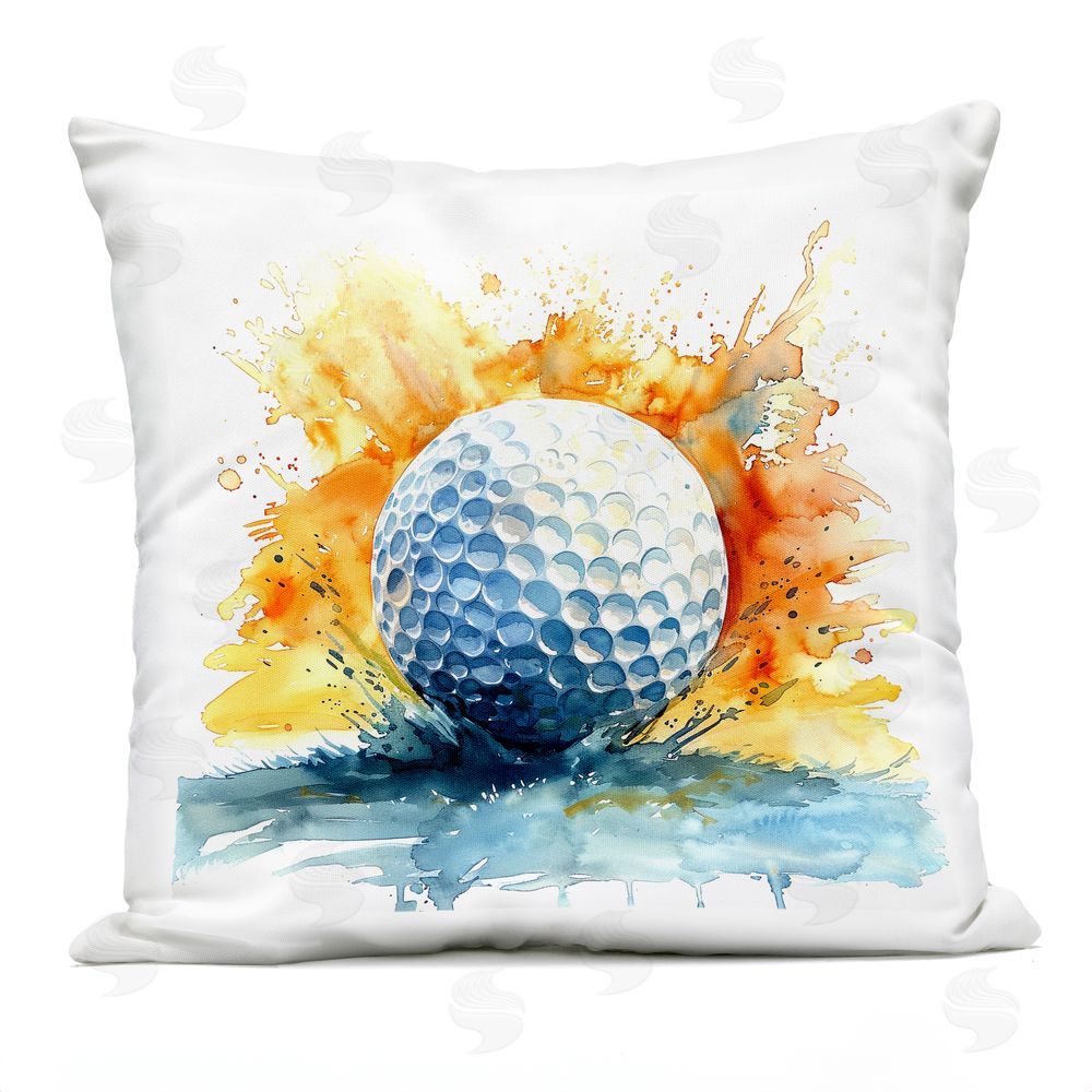 LSR Design Studio Golf Splash Watercolor Burst Outdoor Square Printed Throw Pillow
