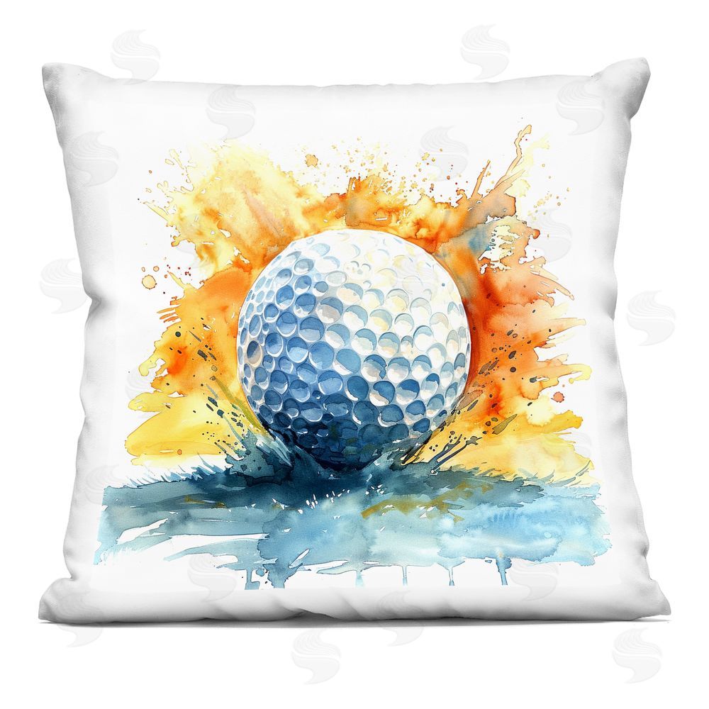 LSR Design Studio Golf Splash Watercolor Burst Square Printed Throw Pillow