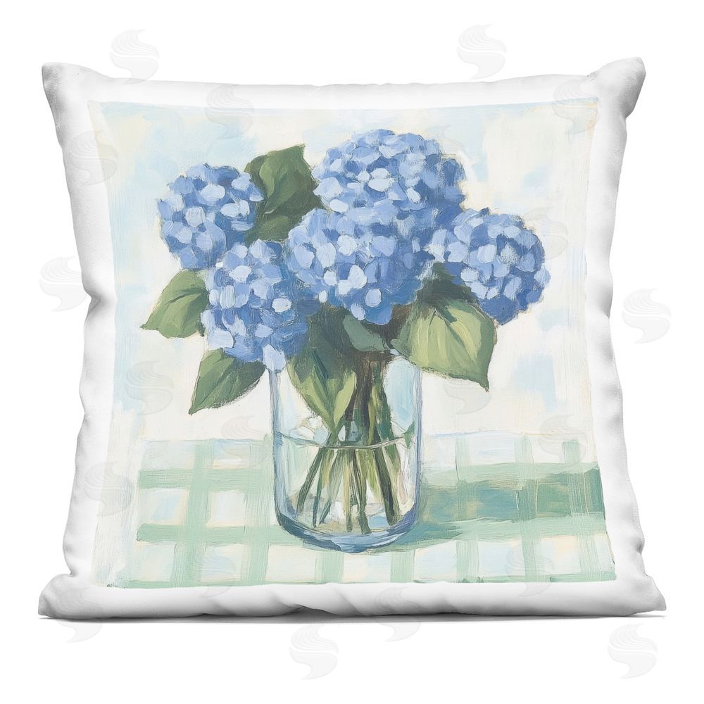 Petal Prints Design Quaint Picnic Hydrangeas Square Printed Throw Pillow