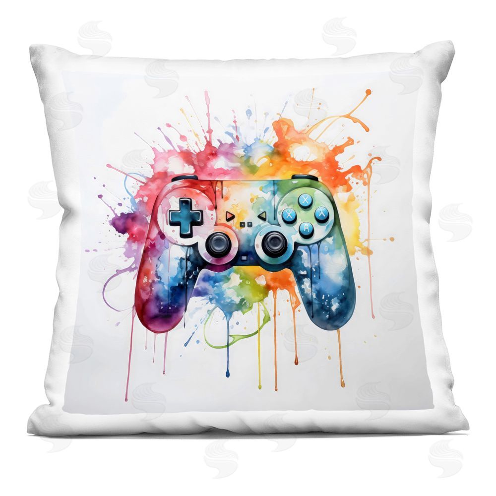 Creative Studio Colors of Gaming Splatter Square Printed Throw Pillow