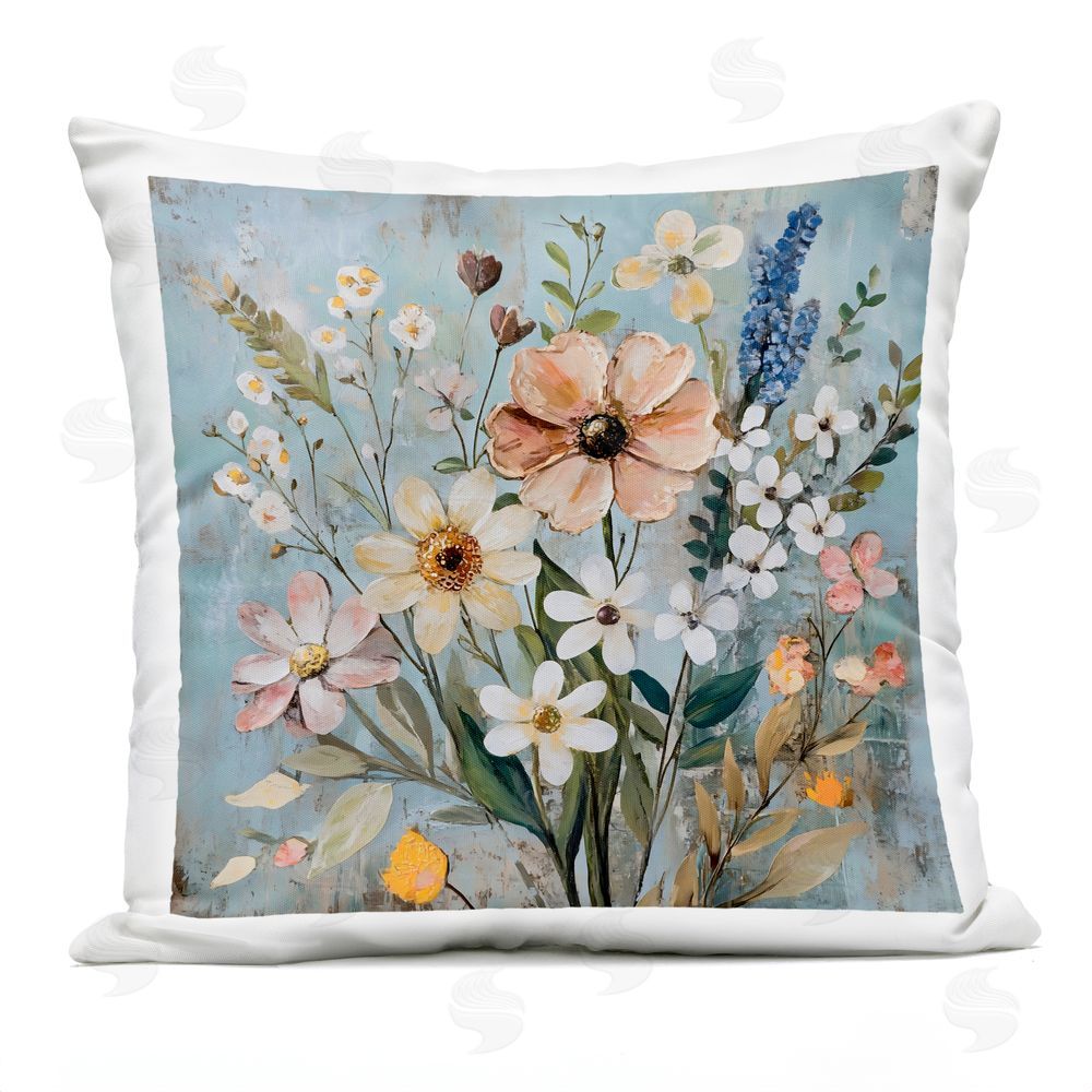 Creative Studio Wildflower Mix Spring Bouquet Outdoor Square Printed Throw Pillow