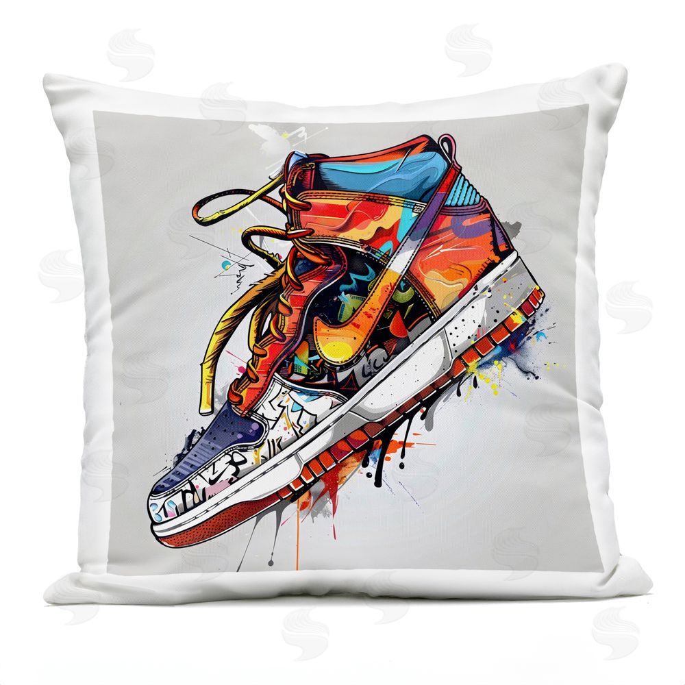 Creative Studio Graffiti Sneaker with Laces Outdoor Square Printed Throw Pillow