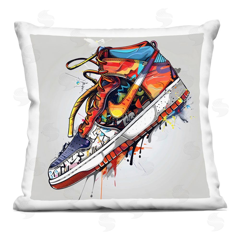 Creative Studio Graffiti Sneaker with Laces Square Printed Throw Pillow