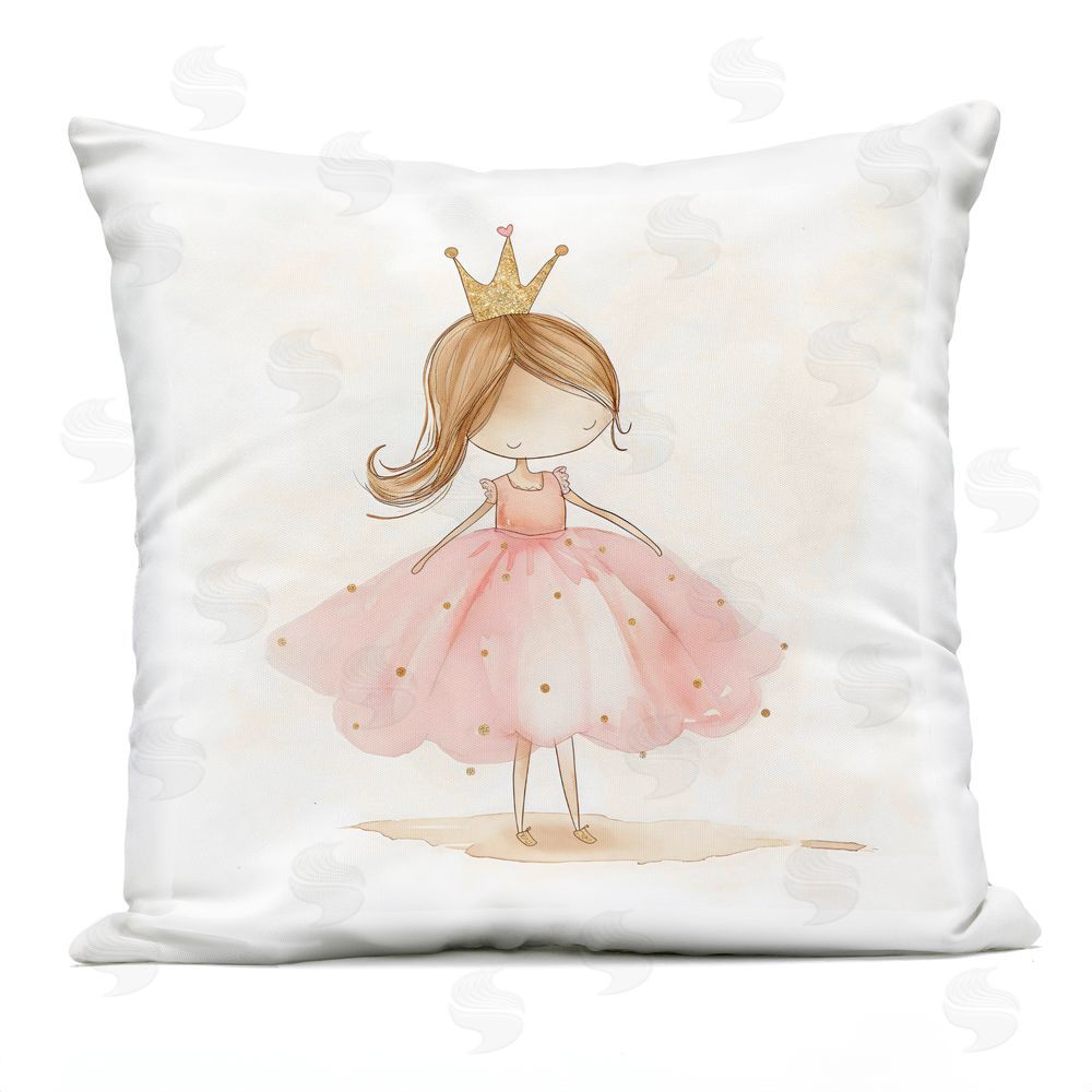 Creative Studio Little Princess with Crown Outdoor Square Printed Throw Pillow