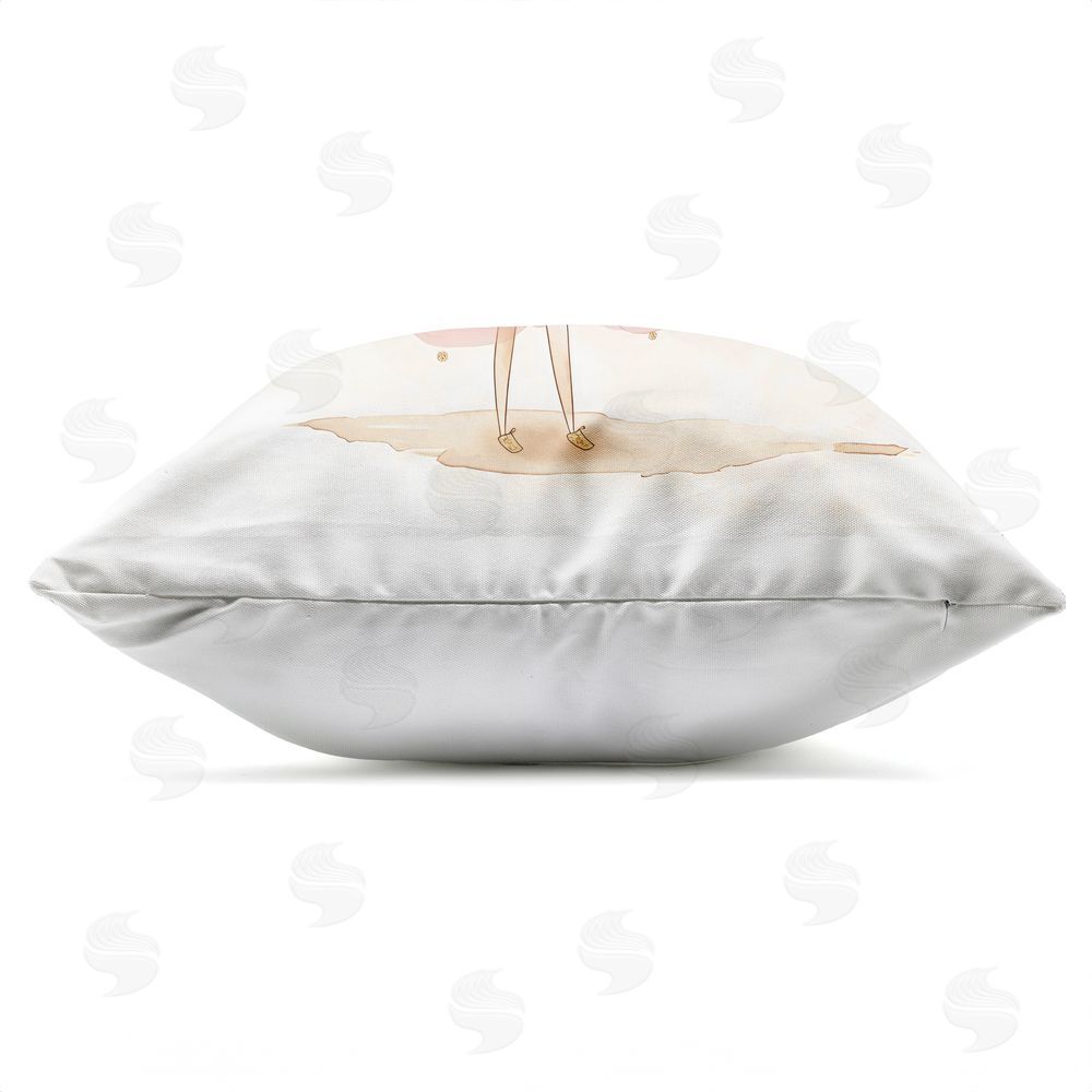 Creative Studio Little Princess with Crown Outdoor Square Printed Throw Pillow Side View with Zipper Detail