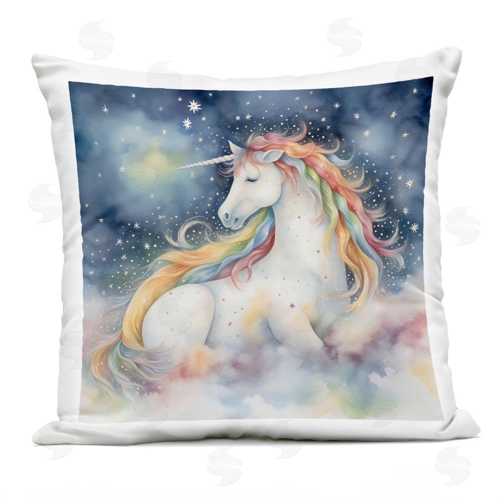 Creative Studio Unicorn Floating on the Clouds Outdoor Square Printed Throw Pillow