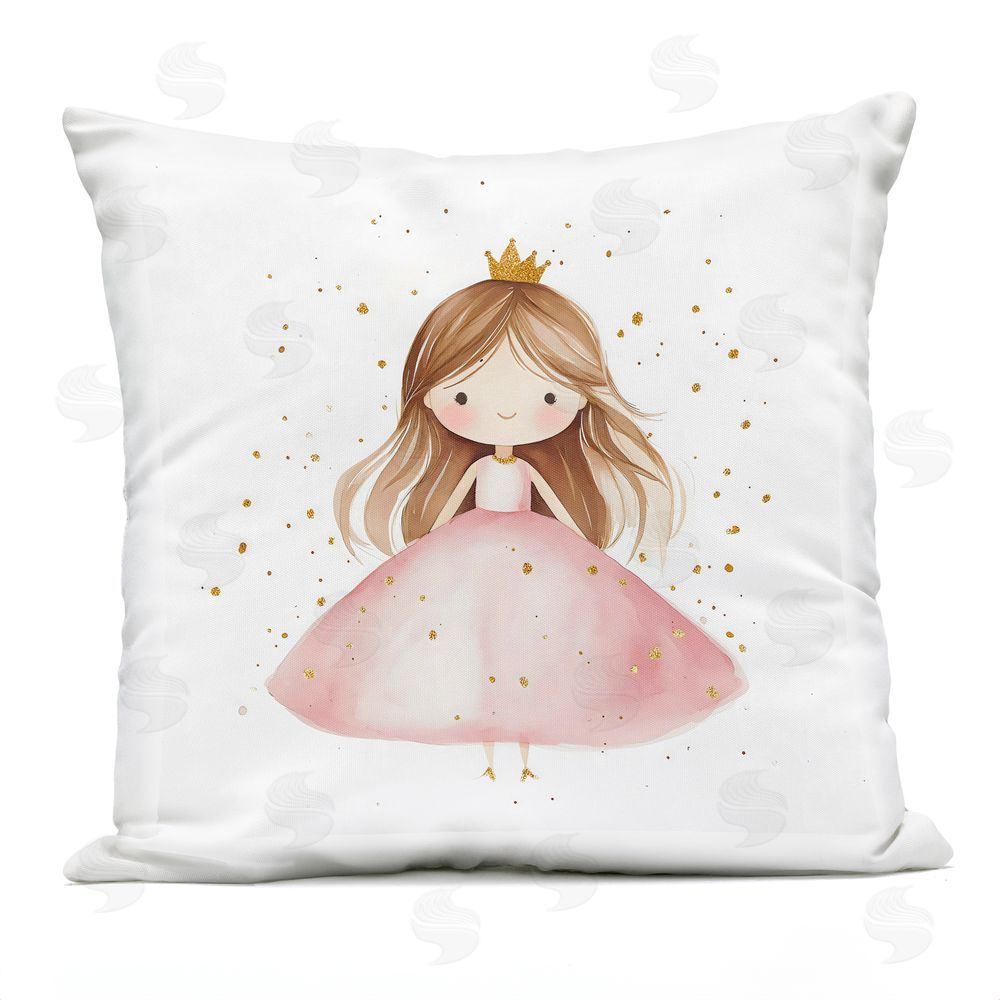 Creative Studio Little Princess with Pink Gown Outdoor Square Printed Throw Pillow