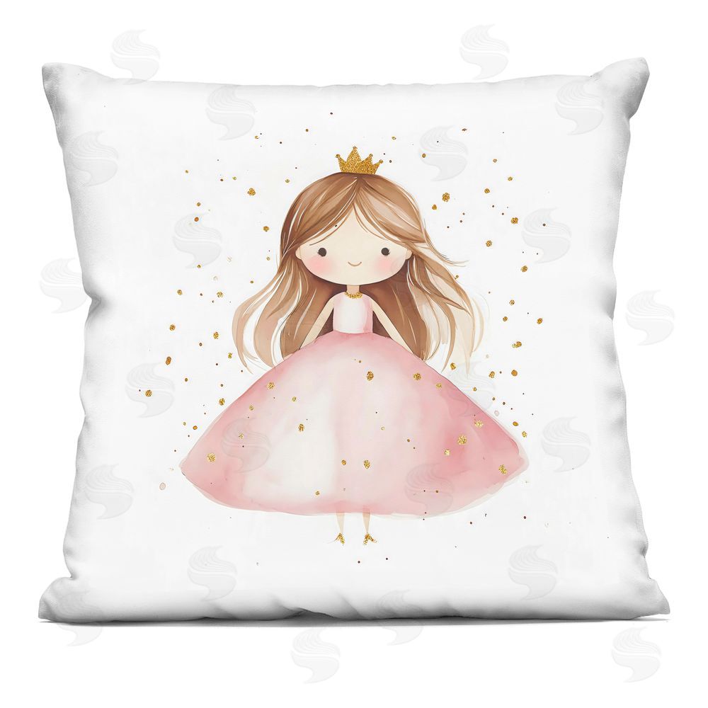 Creative Studio Little Princess with Pink Gown Square Printed Throw Pillow