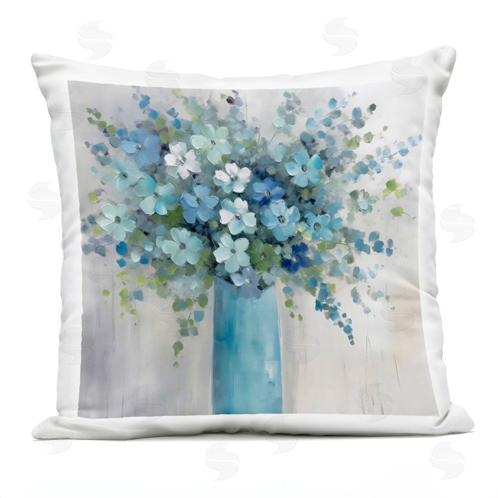 Creative Studio Indigo Bouquet in Blue Vase Outdoor Square Printed Throw Pillow