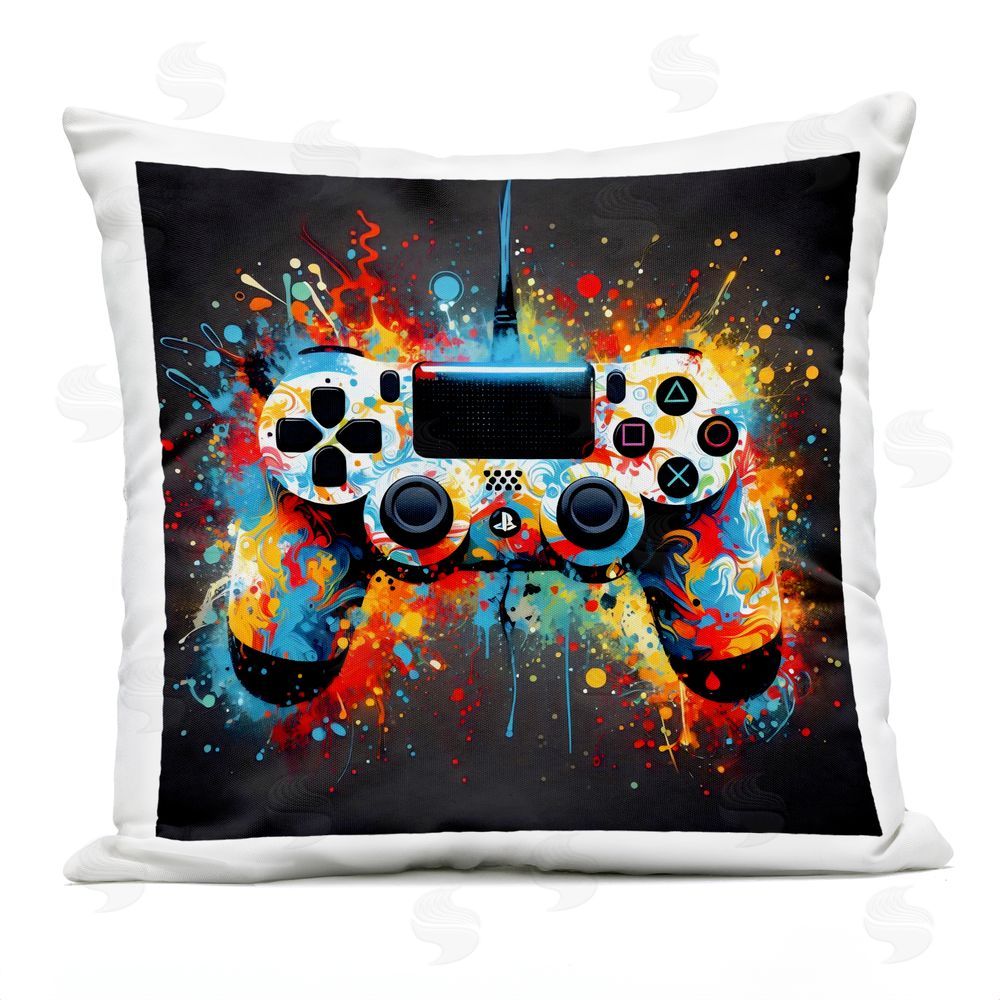Creative Studio Colorful Controller Swirl Outdoor Square Printed Throw Pillow