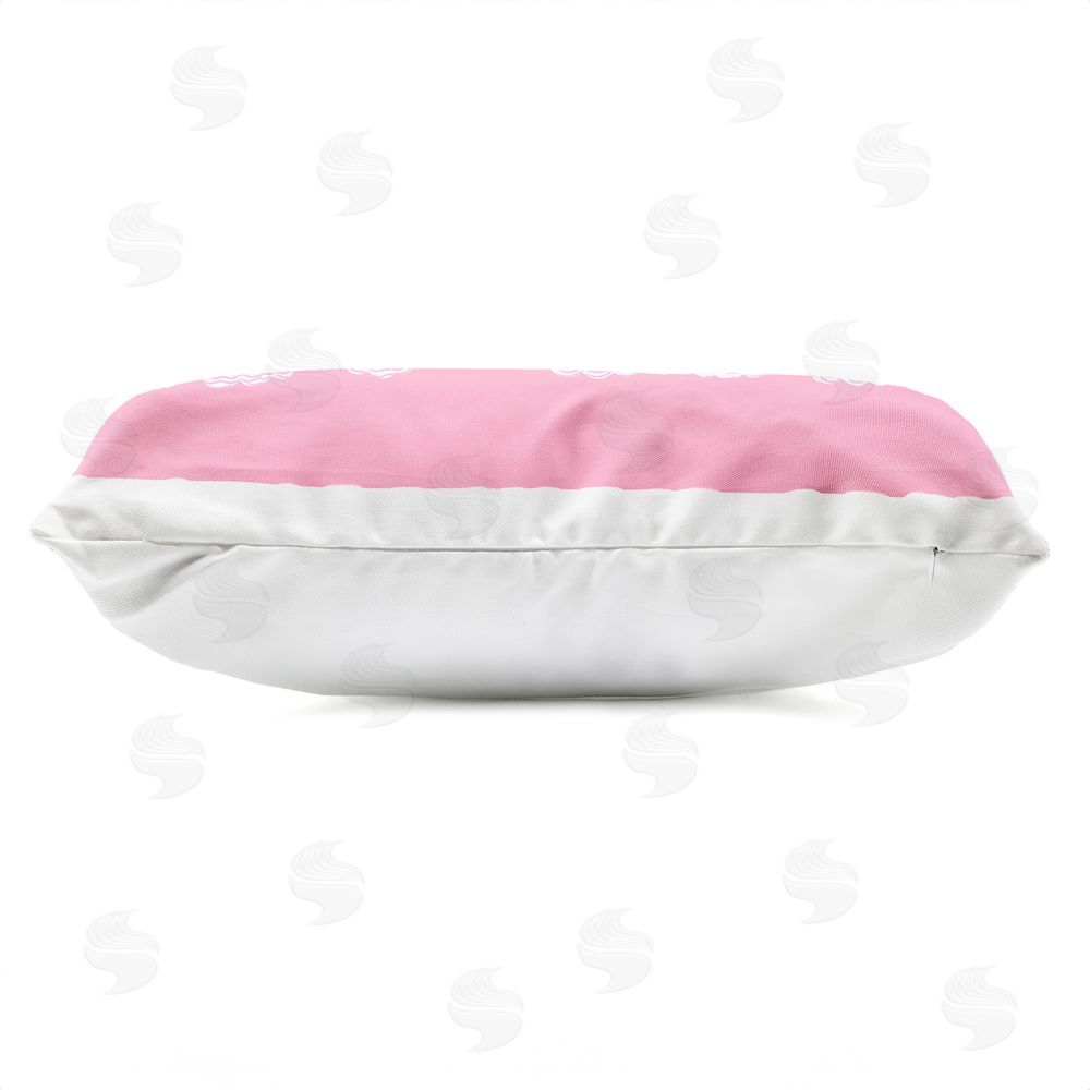 Ziwei Li Okay Pastel Cherry Cake Outdoor Printed Lumbar Throw Pillow Side View with Zipper Detail