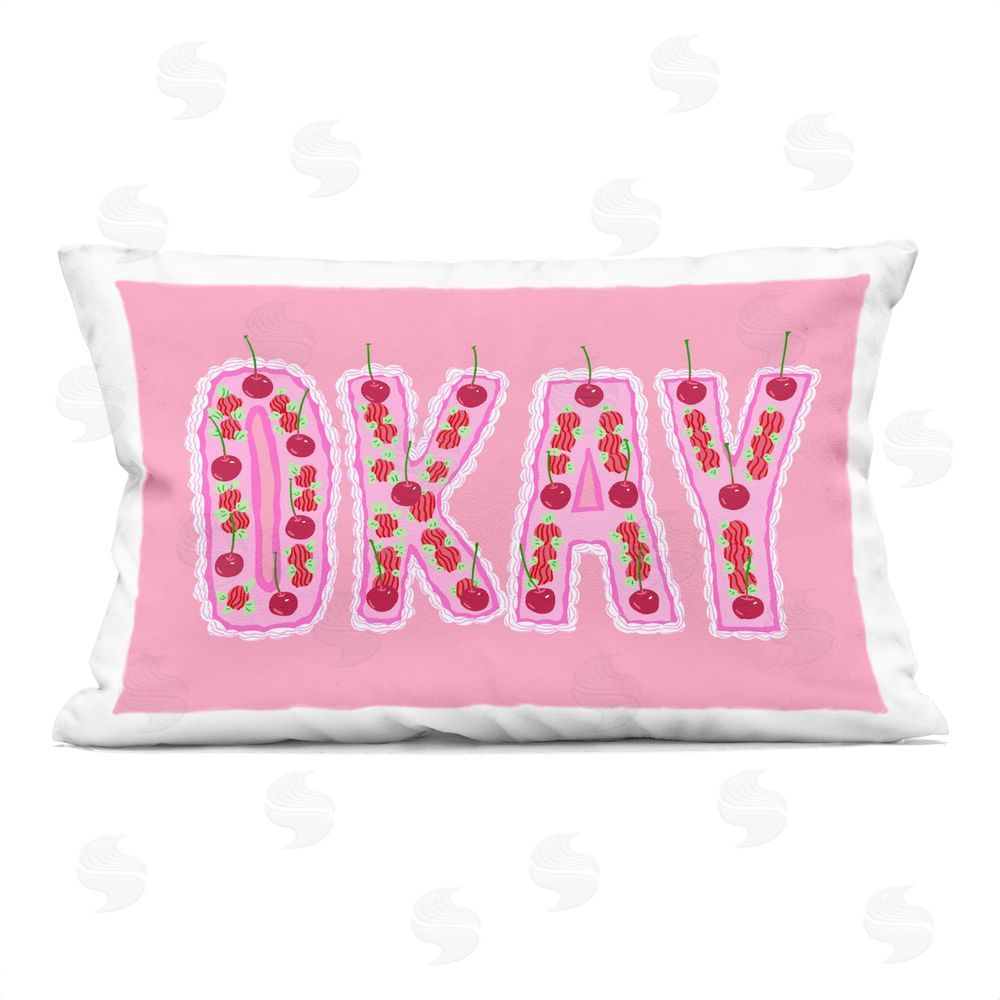 Ziwei Li Okay Pastel Cherry Cake Printed Lumbar Throw Pillow