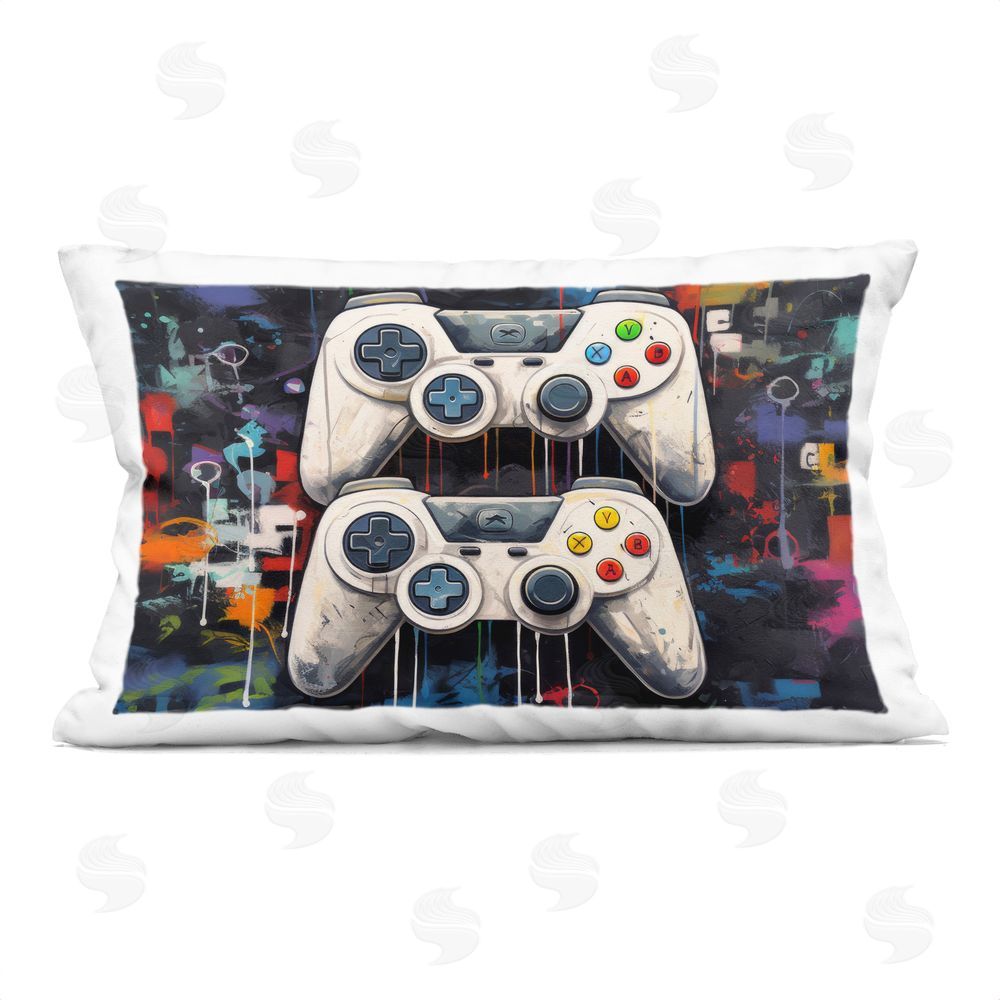 Lazar Studio Joystick Journeys with Paint Splatter Printed Lumbar Throw Pillow