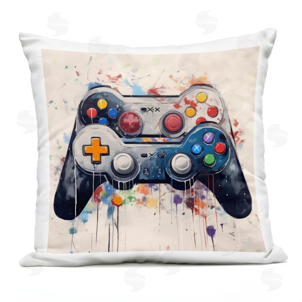 Lazar Studio Joystick Journeys Controller Duo Outdoor Square Printed Throw Pillow