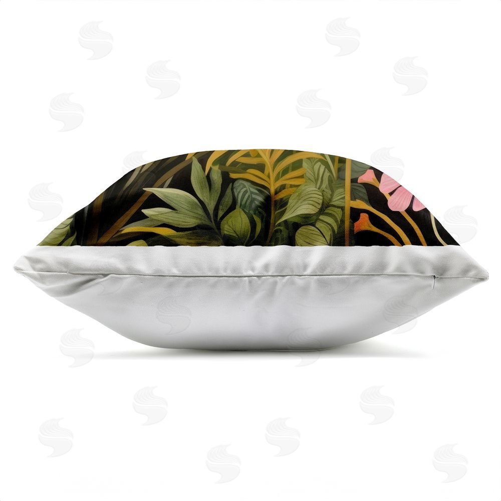 Lazar Studio Botanical Embrace in the Jungle Outdoor Square Printed Throw Pillow Side View with Zipper Detail