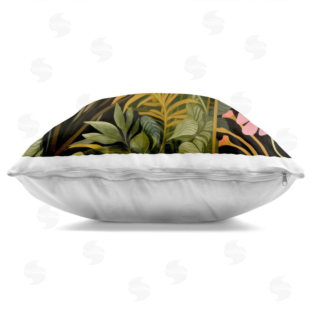 Lazar Studio Botanical Embrace in the Jungle Square Printed Throw Pillow Side View with Zipper Detail