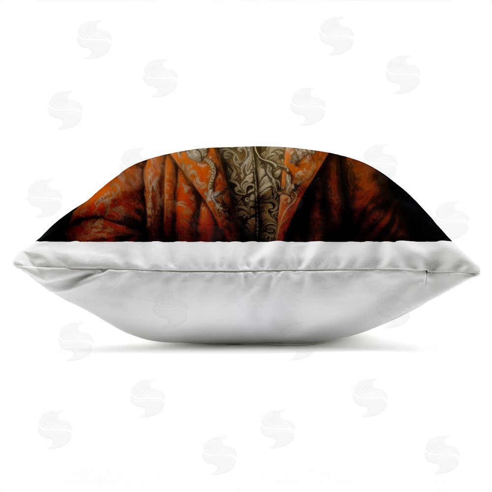 Lazar Studio Mystical Metamorphosis Fox Outdoor Square Printed Throw Pillow Side View with Zipper Detail