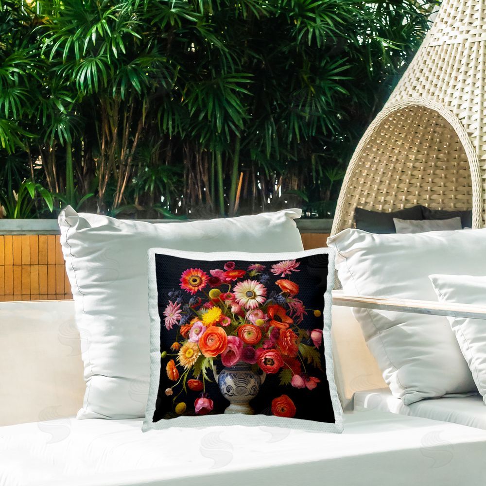 Lazar Studio Harmonious Spring Bouquet Outdoor Square Printed Throw Pillow on Seat