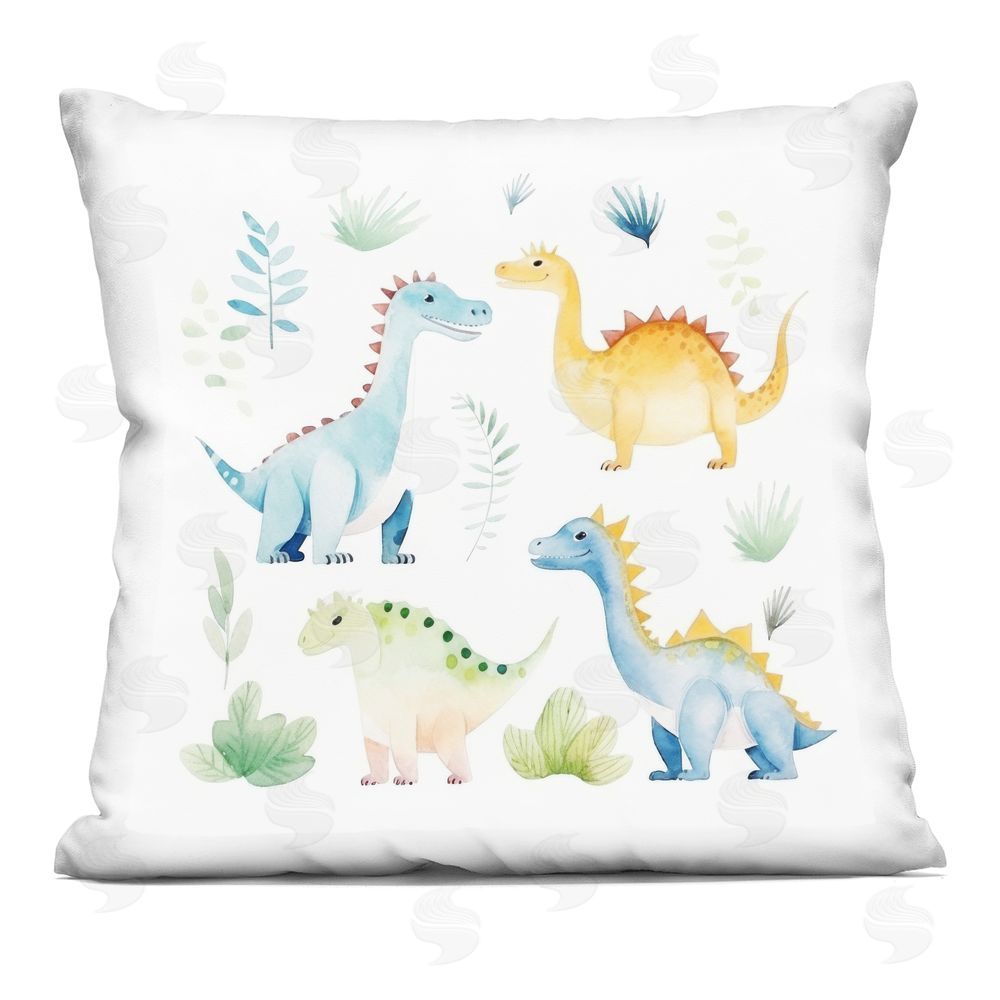 Lazar Studio Playful Dinosaur Wonderland Square Printed Throw Pillow