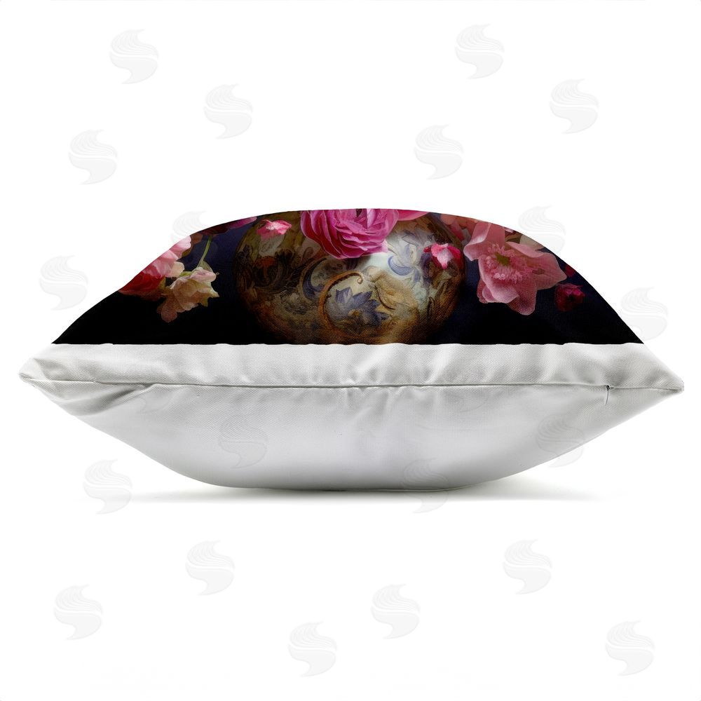 Lazar Studio Harmonious Composition of Florals Outdoor Square Printed Throw Pillow Side View with Zipper Detail
