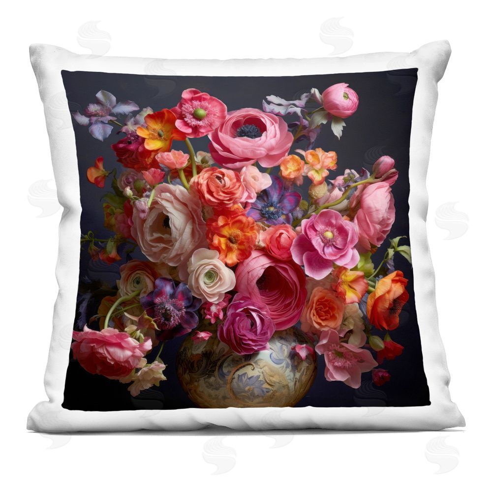 Lazar Studio Harmonious Composition of Florals Square Printed Throw Pillow