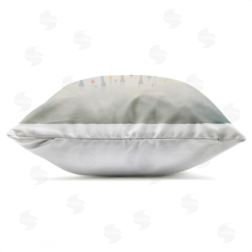 Lazar Studio Mystical Unicorn Dreams in Pastel Outdoor Square Printed Throw Pillow Side View with Zipper Detail