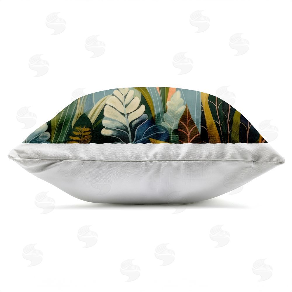 Lazar Studio Tropical Botanical Embrace Outdoor Square Printed Throw Pillow Side View with Zipper Detail
