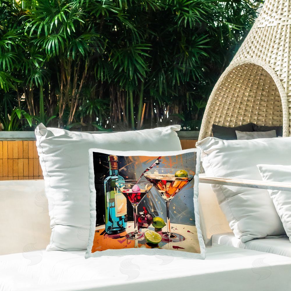 Lazar Studio Every Sip of Martini Night Outdoor Square Printed Throw Pillow on Seat
