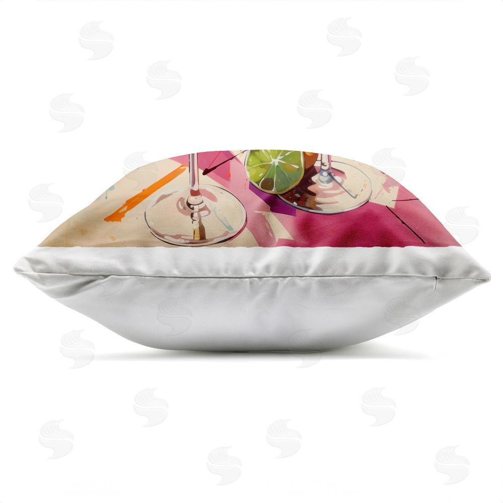 Lazar Studio Artsy Cocktails of Every Sip Outdoor Square Printed Throw Pillow Side View with Zipper Detail