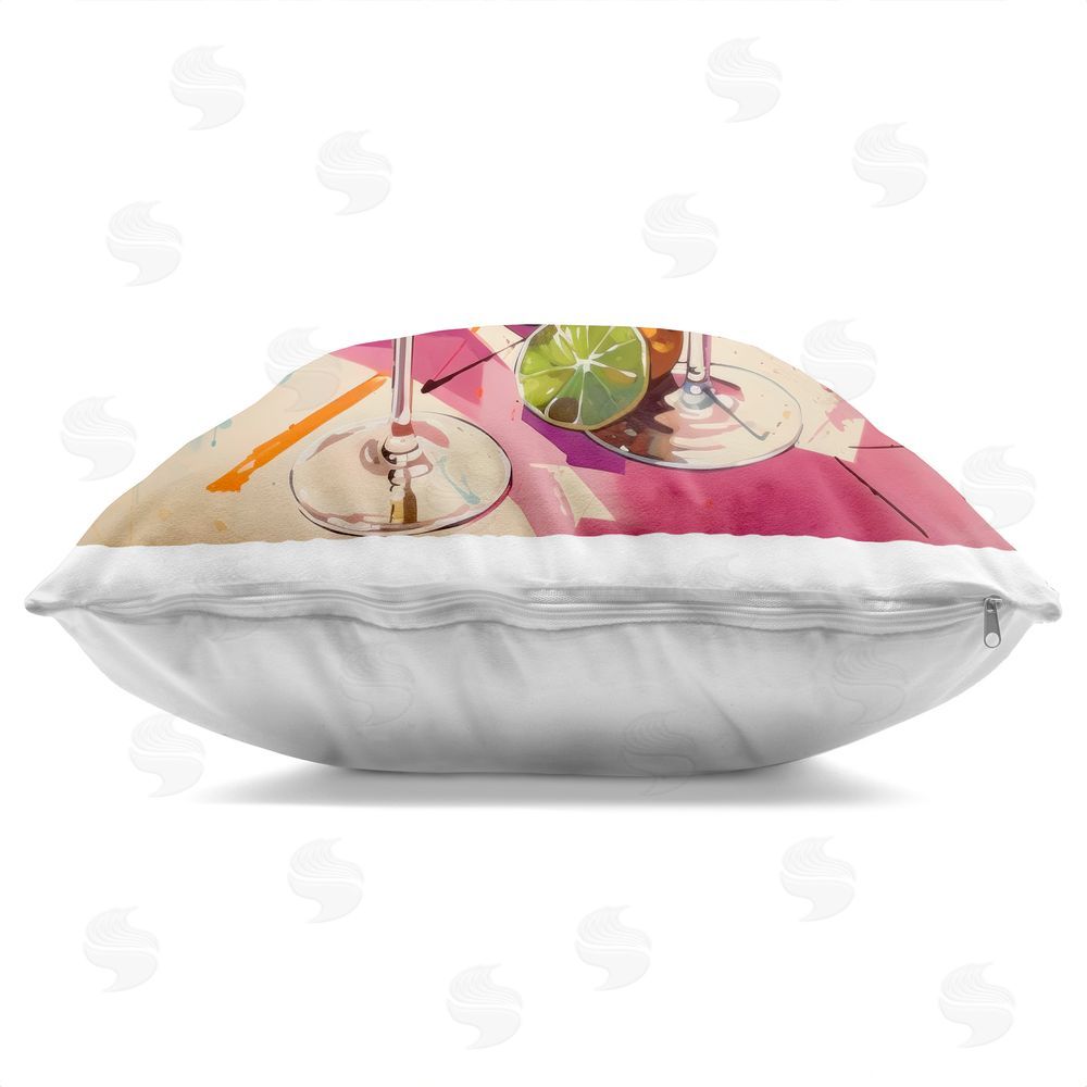 Lazar Studio Artsy Cocktails of Every Sip Square Printed Throw Pillow Side View with Zipper Detail
