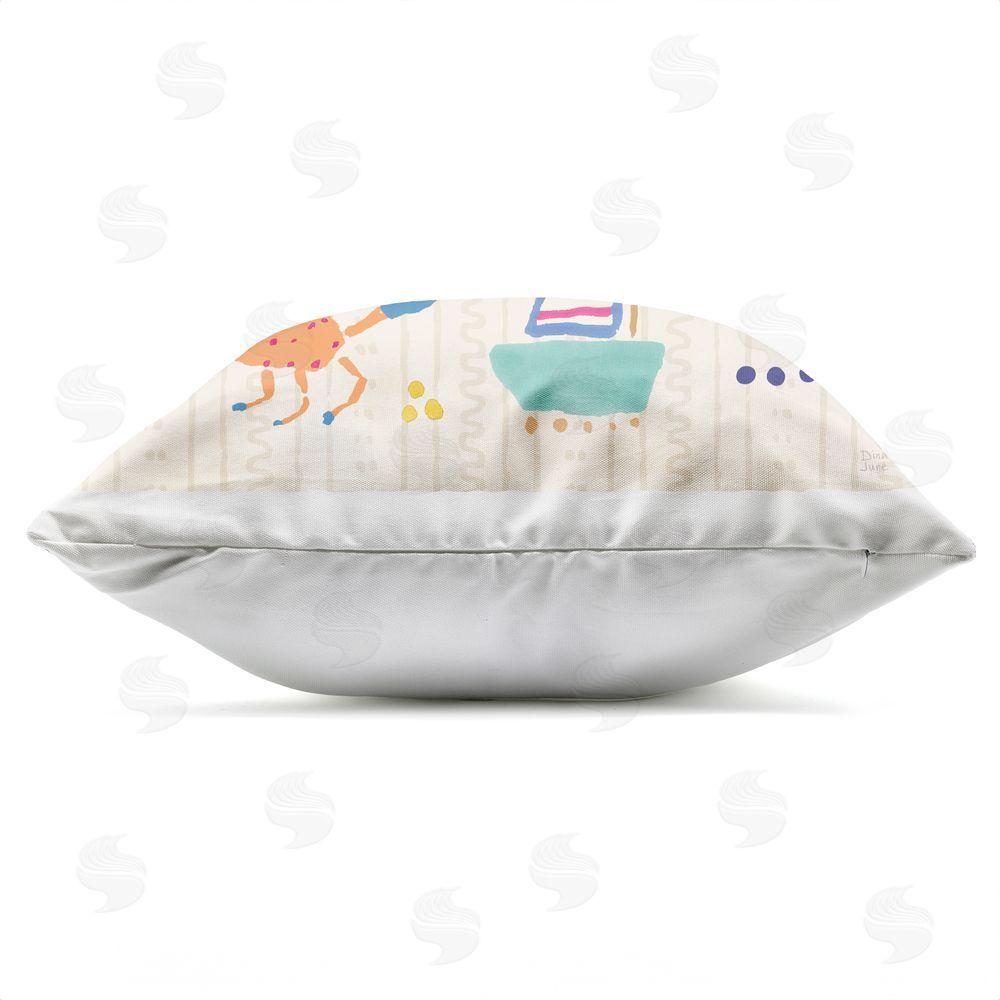 Dina June Nautical Fine In The Sunshine Outdoor Square Printed Throw Pillow Side View with Zipper Detail