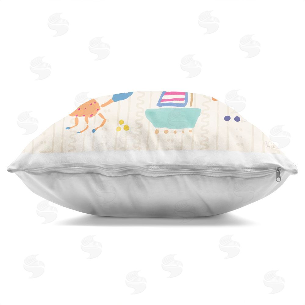 Dina June Nautical Fine In The Sunshine Square Printed Throw Pillow Side View with Zipper Detail