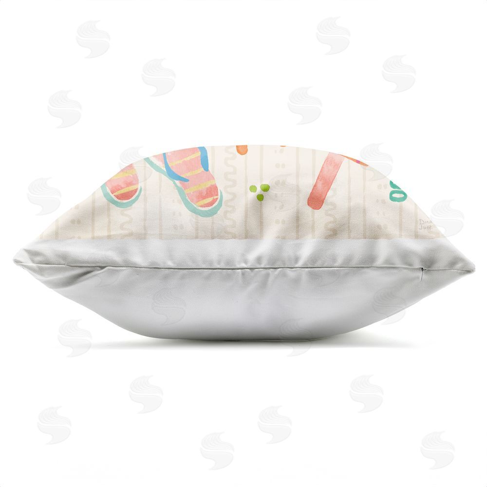 Dina June Summer Popsicles & Sandals Outdoor Square Printed Throw Pillow Side View with Zipper Detail