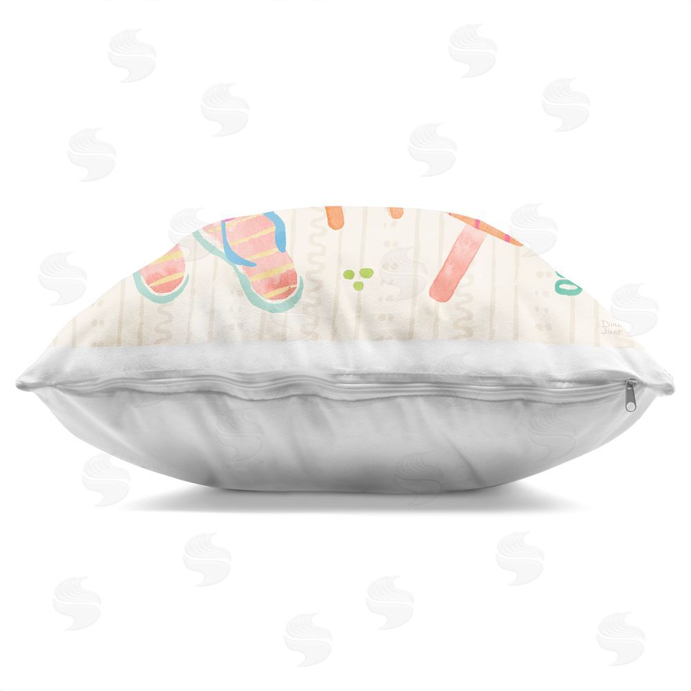 Dina June Summer Popsicles & Sandals Square Printed Throw Pillow Side View with Zipper Detail