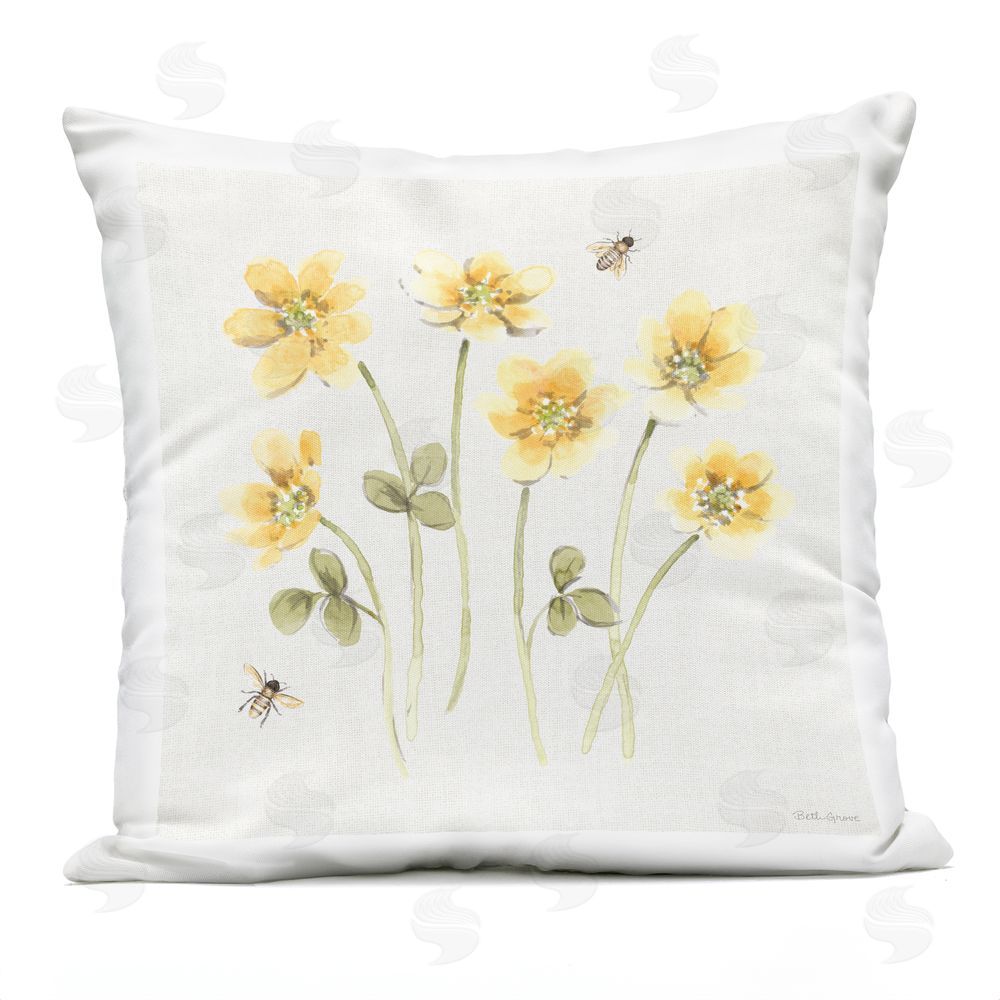 Beth Grove Sweet Honey Wildflowers Outdoor Square Printed Throw Pillow